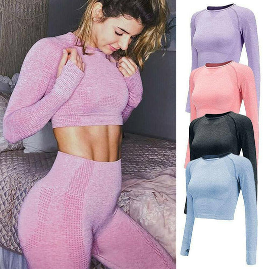 Seamless Yoga Crop Top Long Sleeve