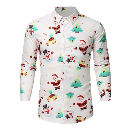 Men's Christmas Printed Blouse Long Sleeve