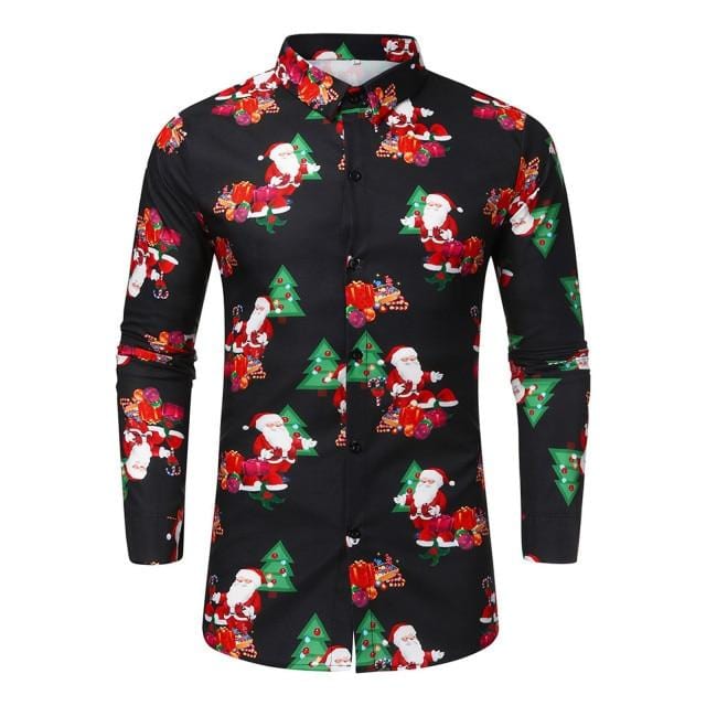 Men's Christmas Printed Blouse Long Sleeve