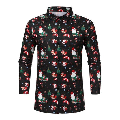 Men's Christmas Printed Blouse Long Sleeve