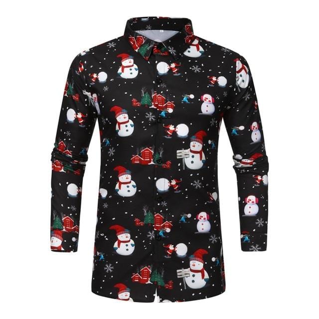 Men's Christmas Printed Blouse Long Sleeve