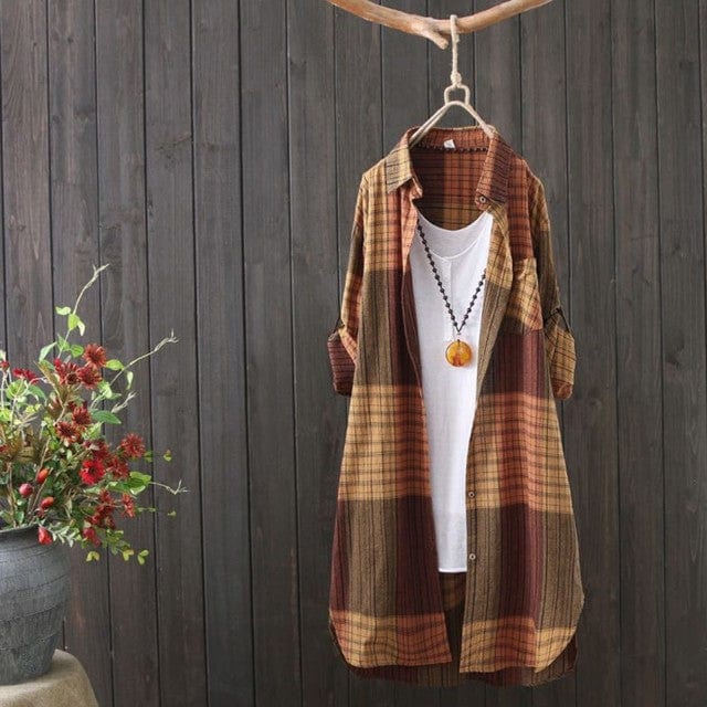 Women's Casual Plaid Cotton Shirt