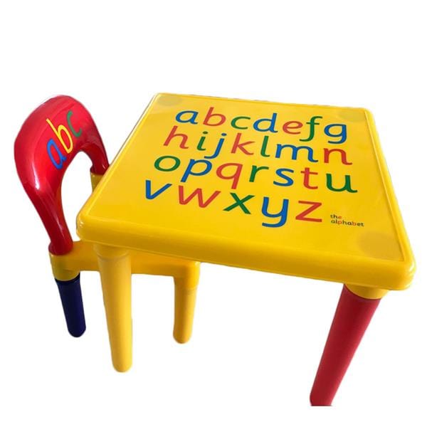 Children Letter Table Chair Set Yellow & Red