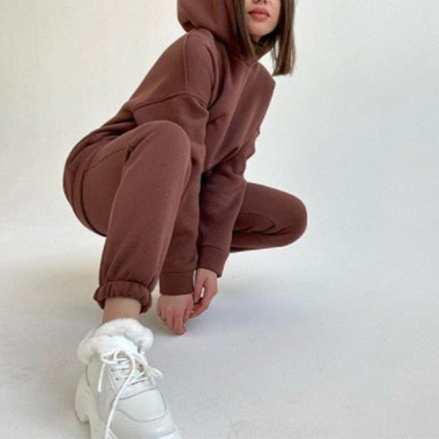 Women Basic Hoodie Tracksuit