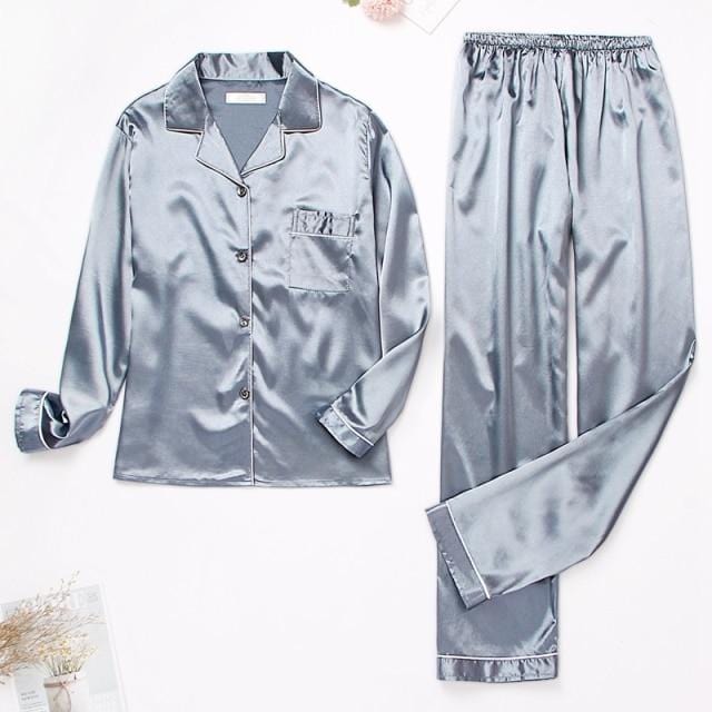 Womens Silk Satin Pajamas Pyjamas Set