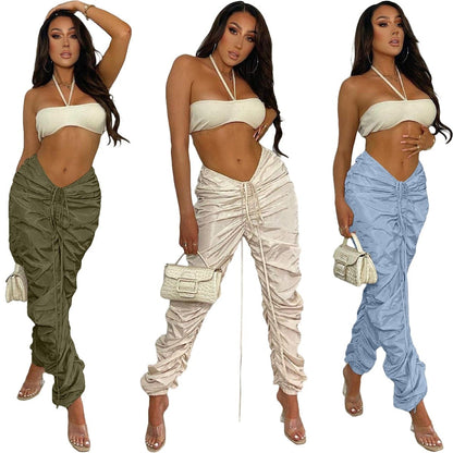 Stacked Mid Waist Harem Pants