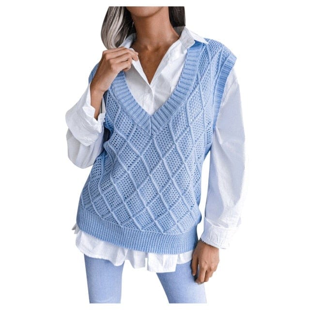 Women Sleeveless V-neck Knitted Vest