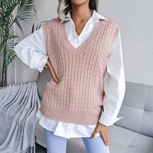 Women Soild Color Sweater Vest