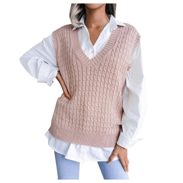 Women Soild Color Sweater Vest