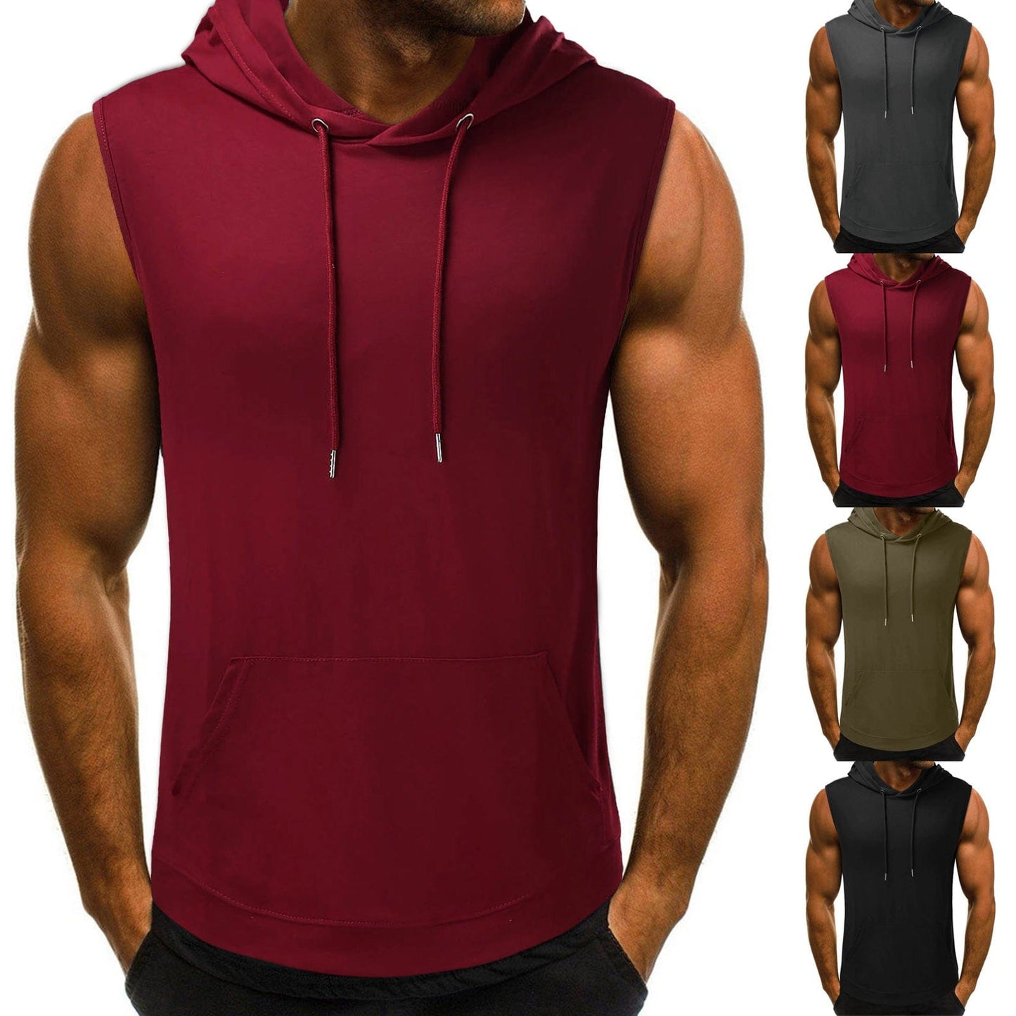 Men's Sleeveless Hoodie Tank Top