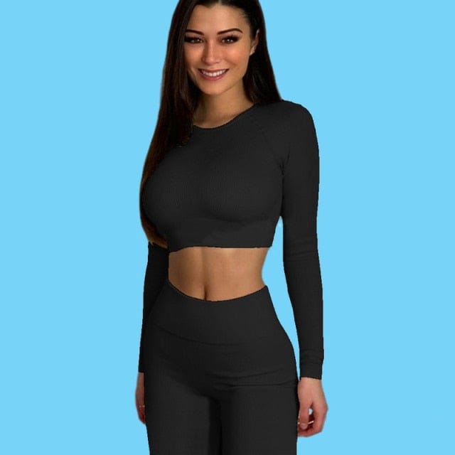 Women Two Piece Crop top Leggings Shorts