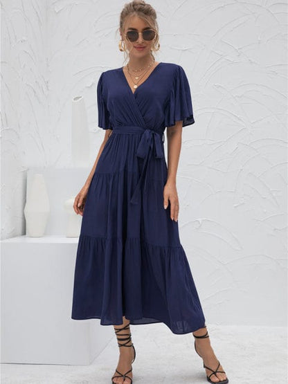 Women Fashion Solid Blue Dress