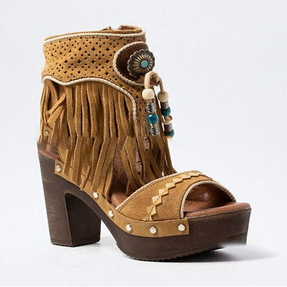 Women Bohemia Tassel Peep Toe Sandals