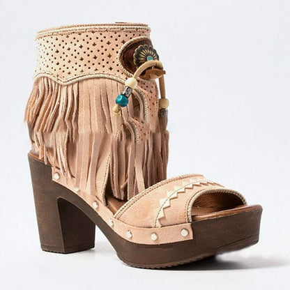 Women Bohemia Tassel Peep Toe Sandals