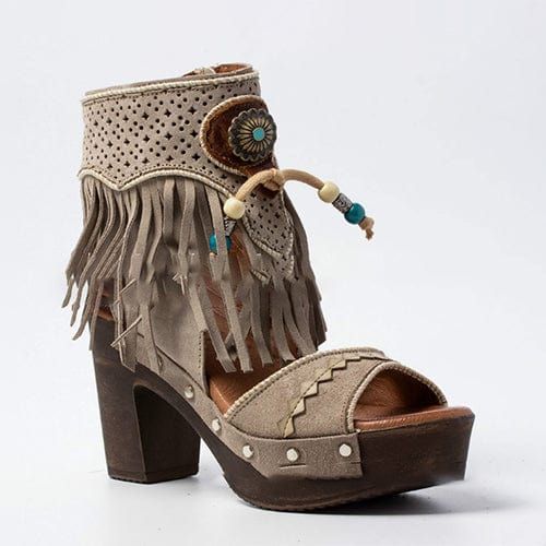 Women Bohemia Tassel Peep Toe Sandals