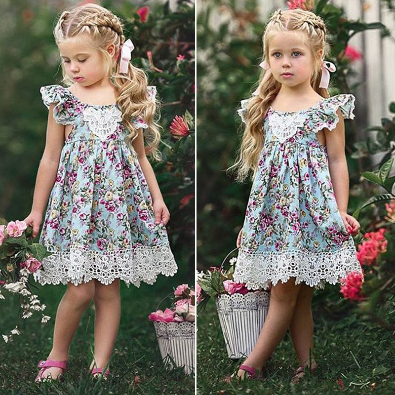 Floral Summer Girls Dress Kids Clothing