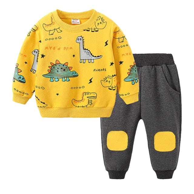 Dinosaur Pattern Tops + Trousers Kids Clothing