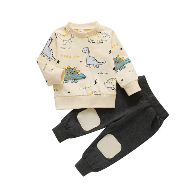 Dinosaur Pattern Tops + Trousers Kids Clothing