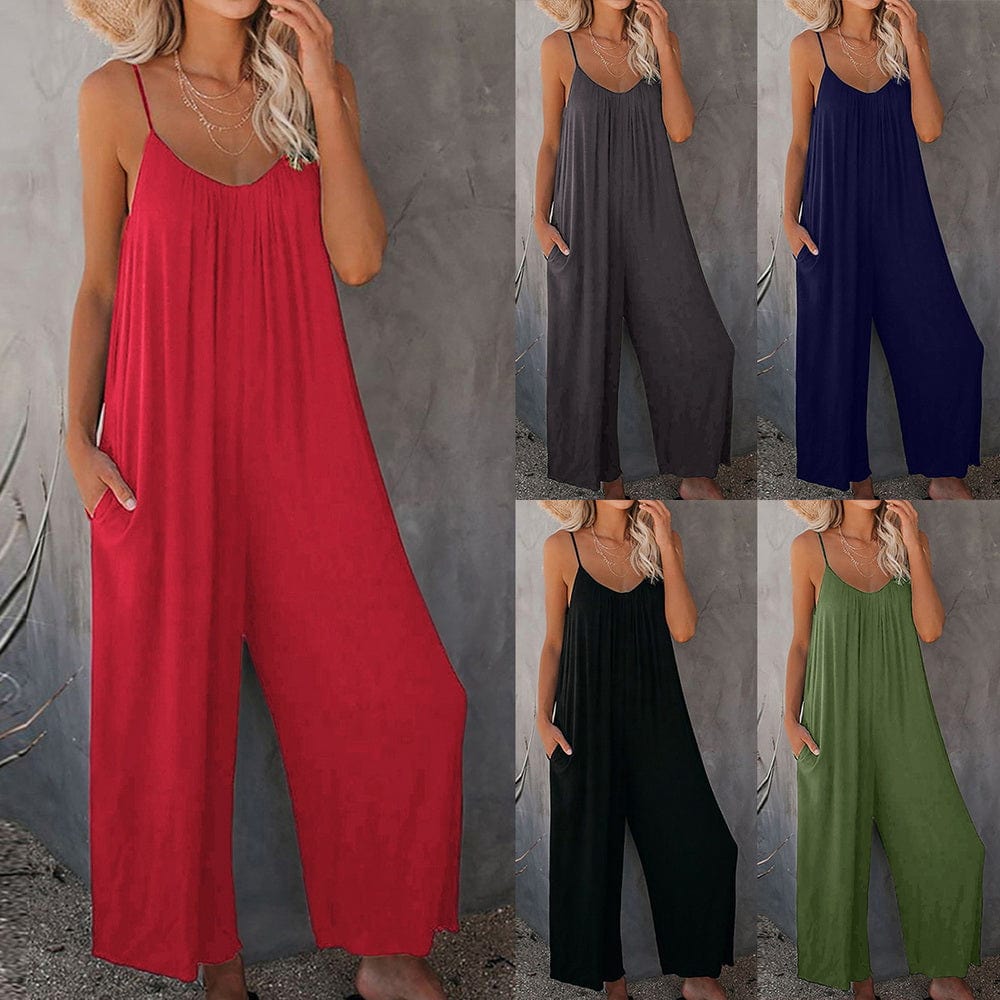 Women Summer Strap Loose Jumpsuit