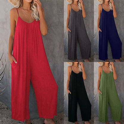 Women Summer Strap Loose Jumpsuit