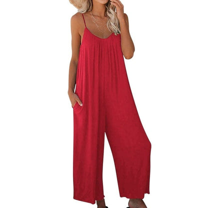 Women Summer Strap Loose Jumpsuit