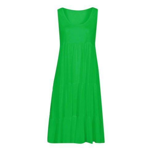 Women Summer Beach Solid Color Dress