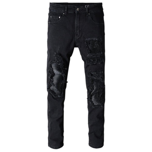 Men's black patchwork Jeans