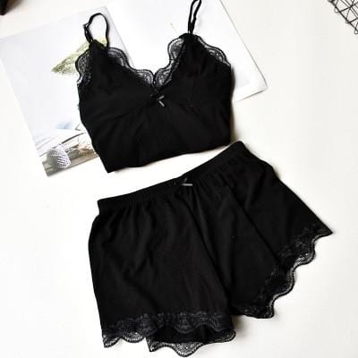 Two Piece Cotton Lace Pajama Set