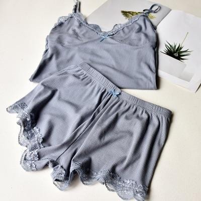 Two Piece Cotton Lace Pajama Set