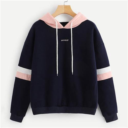 Navy Contrast Panel Hoodie