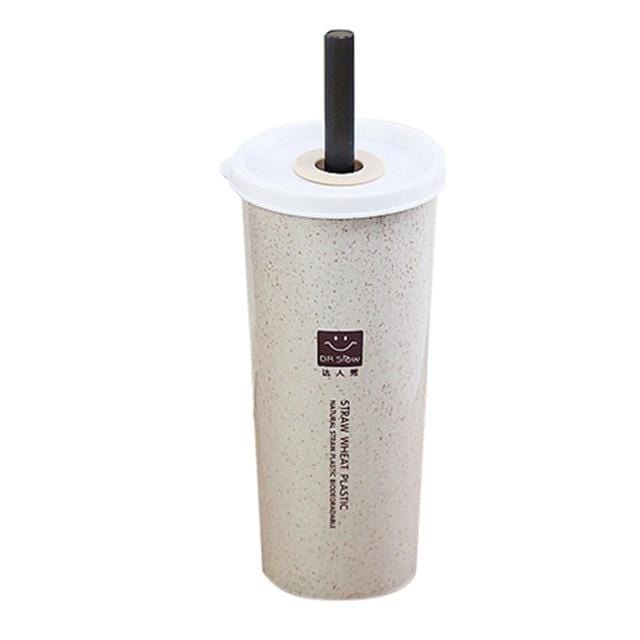 Wheat Water Bottle with Straw