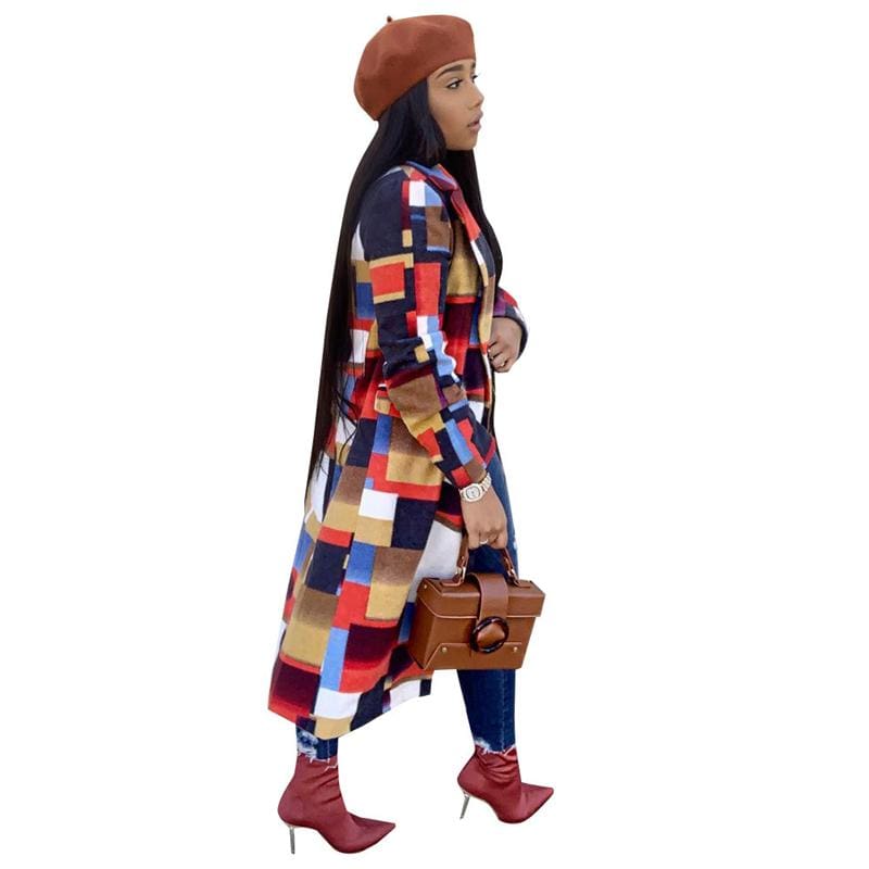 Colorful Plaid Wool Coat