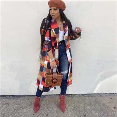 Colorful Plaid Wool Coat