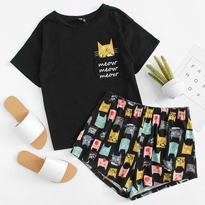 Cat Print Pajamas