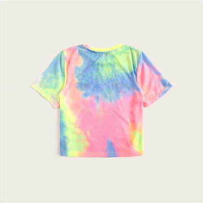 Multicolor Tie Dye Eye And Eyelash Print T Shirt